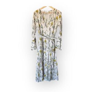 Golden Hour Maxi Long Sleeve Floral Ivory Unlined Dress One Size Vacation